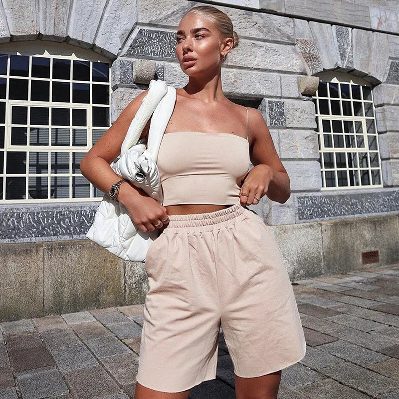Ribbed Spaghetti Strap Crop Top