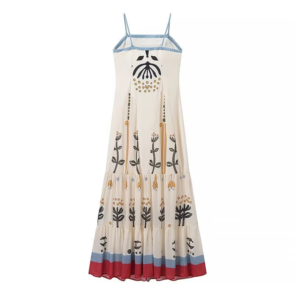 Ruffled Hem Square Neck Maxi Dress