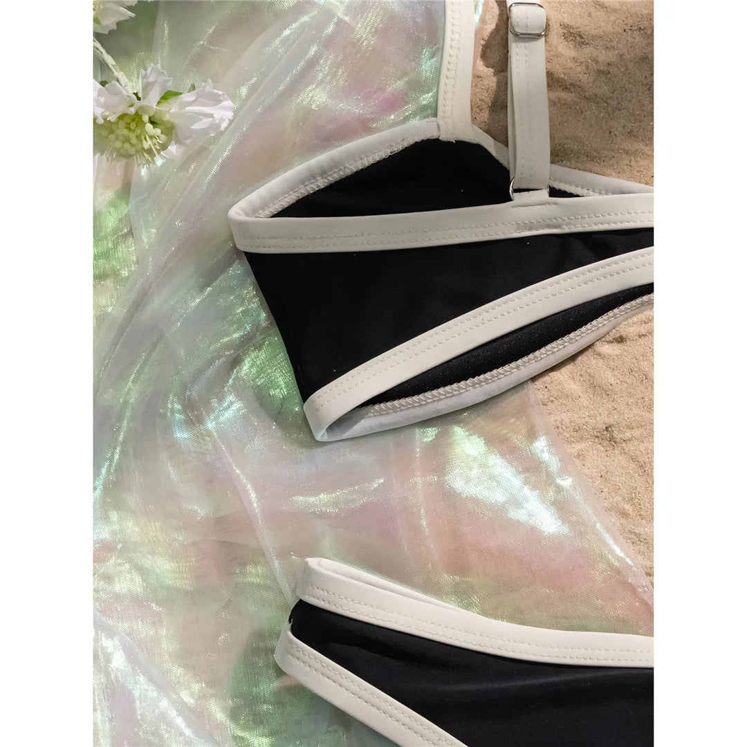Contrast Trim Two Piece Bikini Set