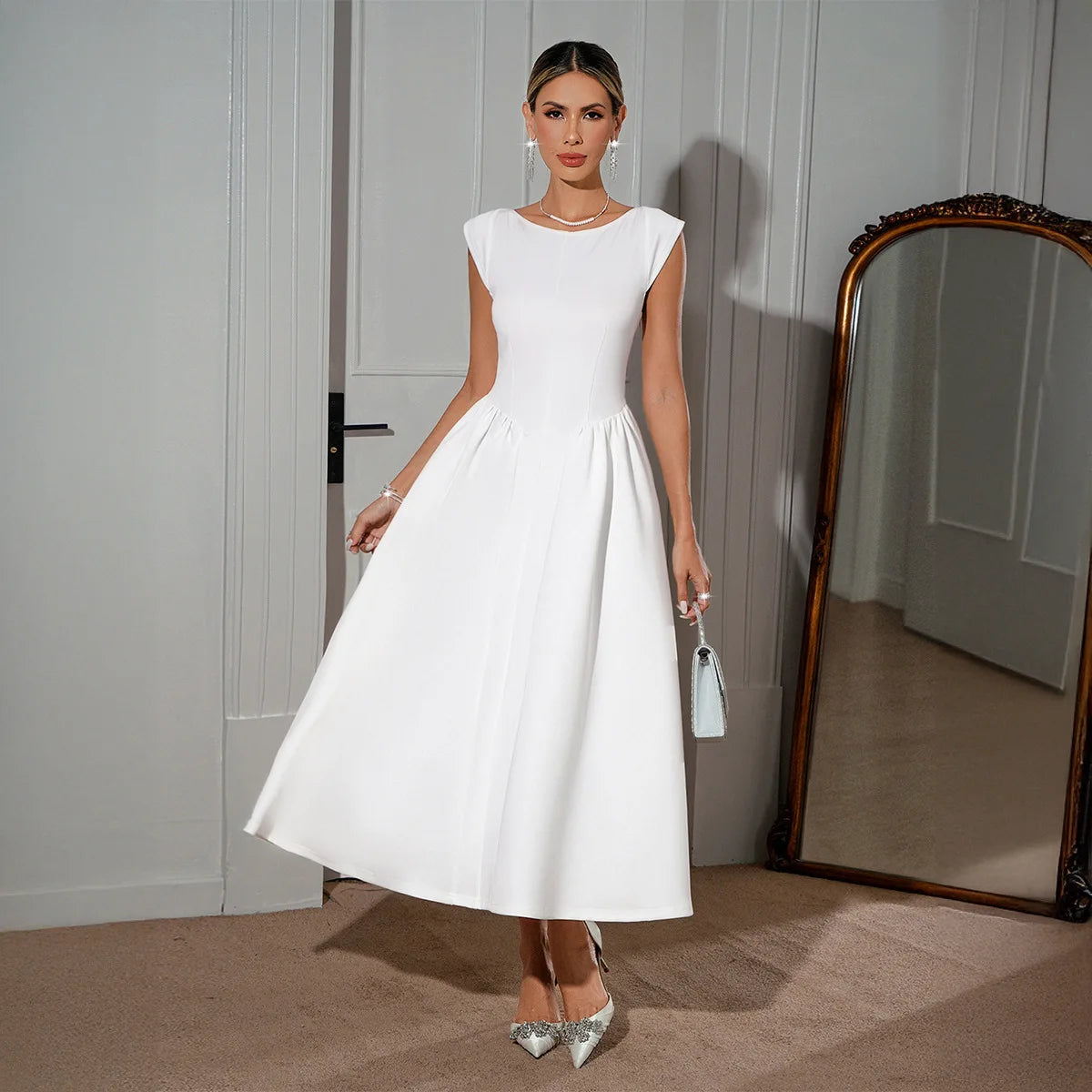 French Elegant Solid Color Dress