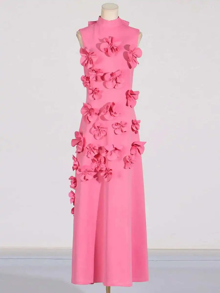 Floral Applique Long Sleeve Dress