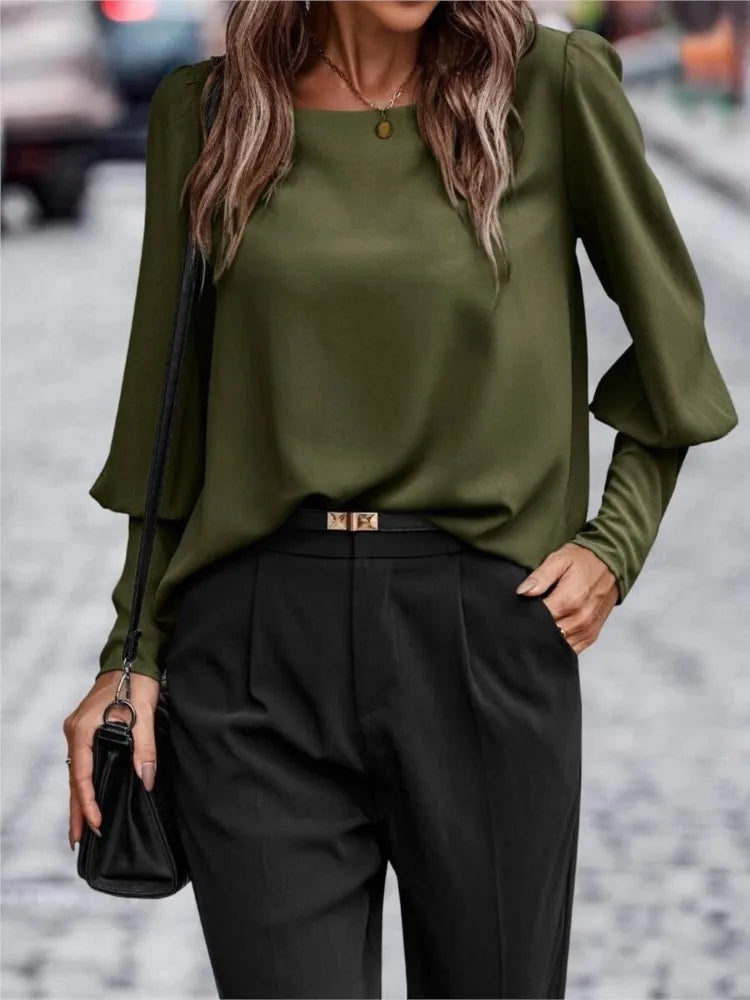 Round Neck Lantern Blouse