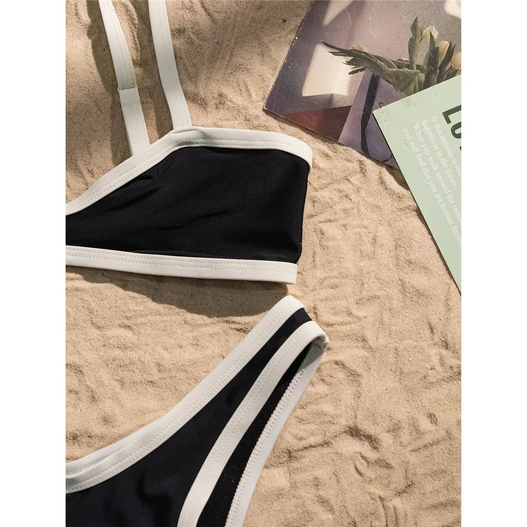 Contrast Trim Two Piece Bikini Set