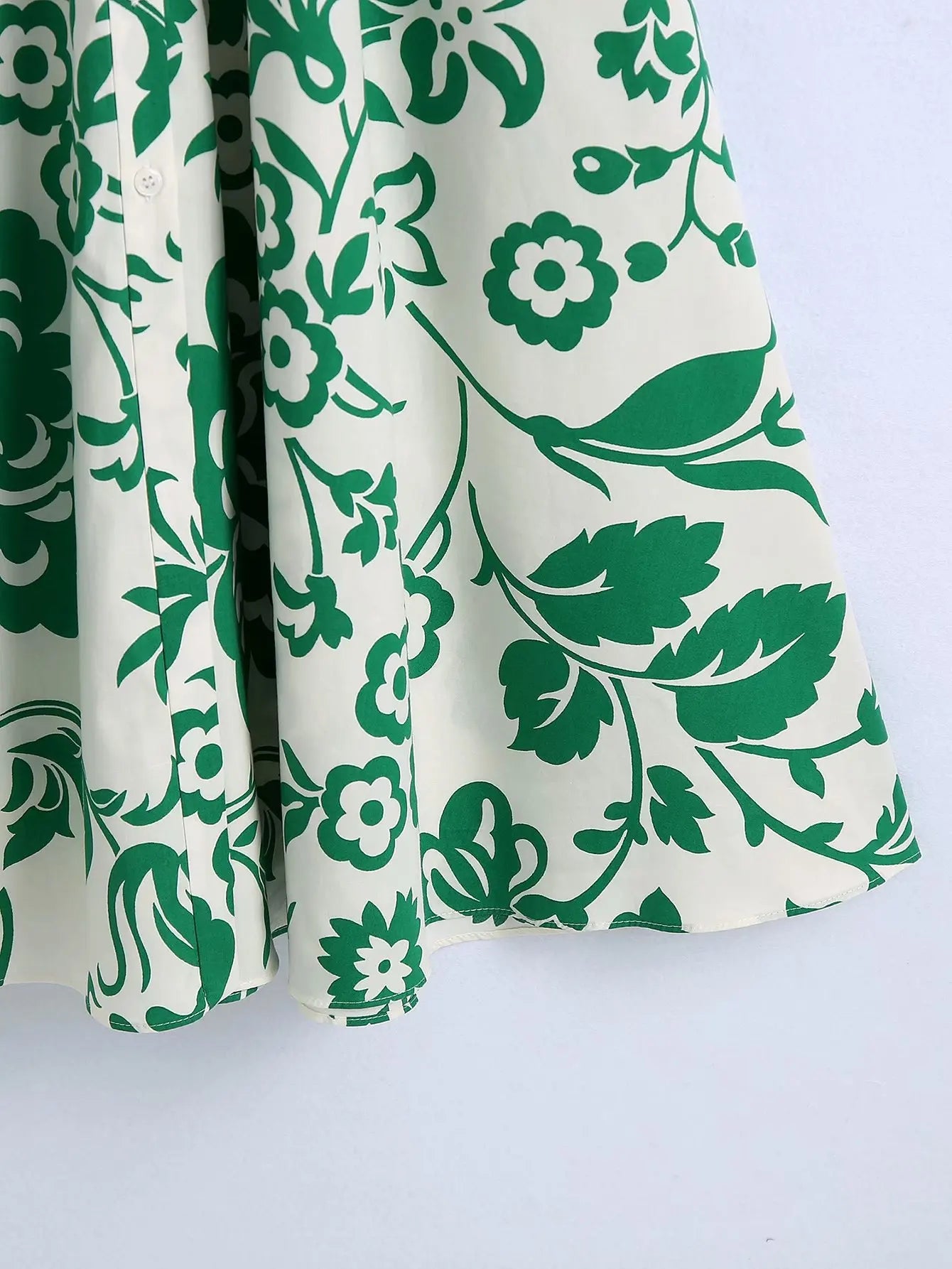 Cotton Printed Tie Waist Shirt Dress