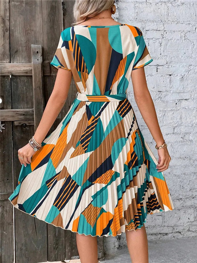 Tie Waist Short Sleeve Dress