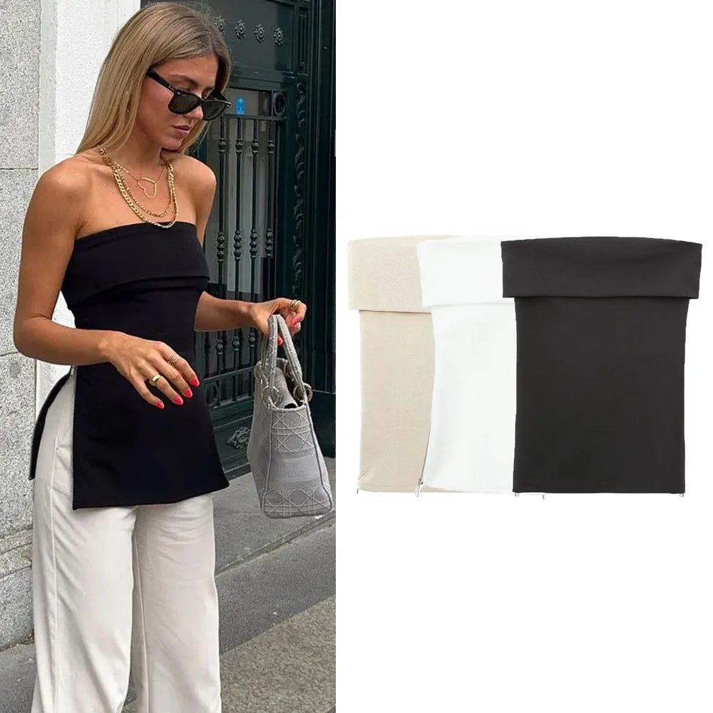 Minimalist Strapless Fold-Over Top