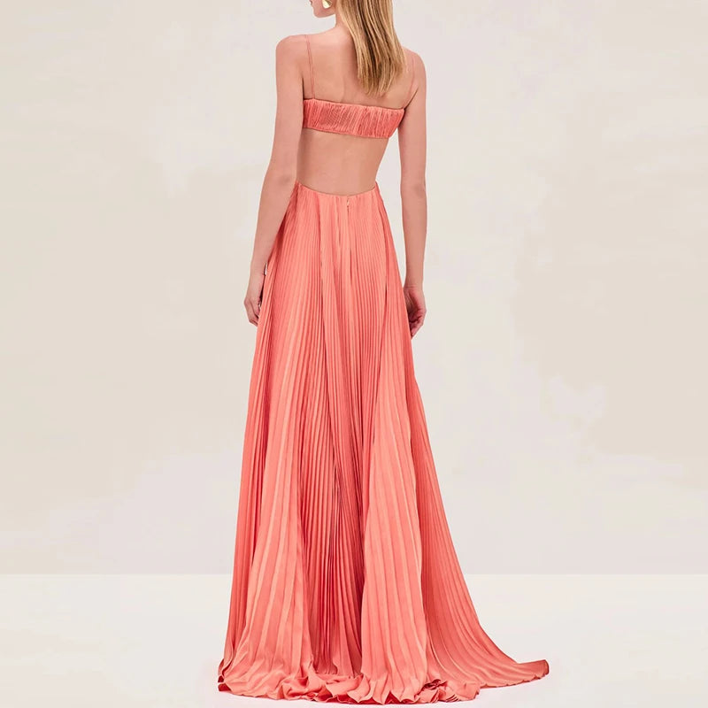 Cutout Ruched Maxi Cami Dress