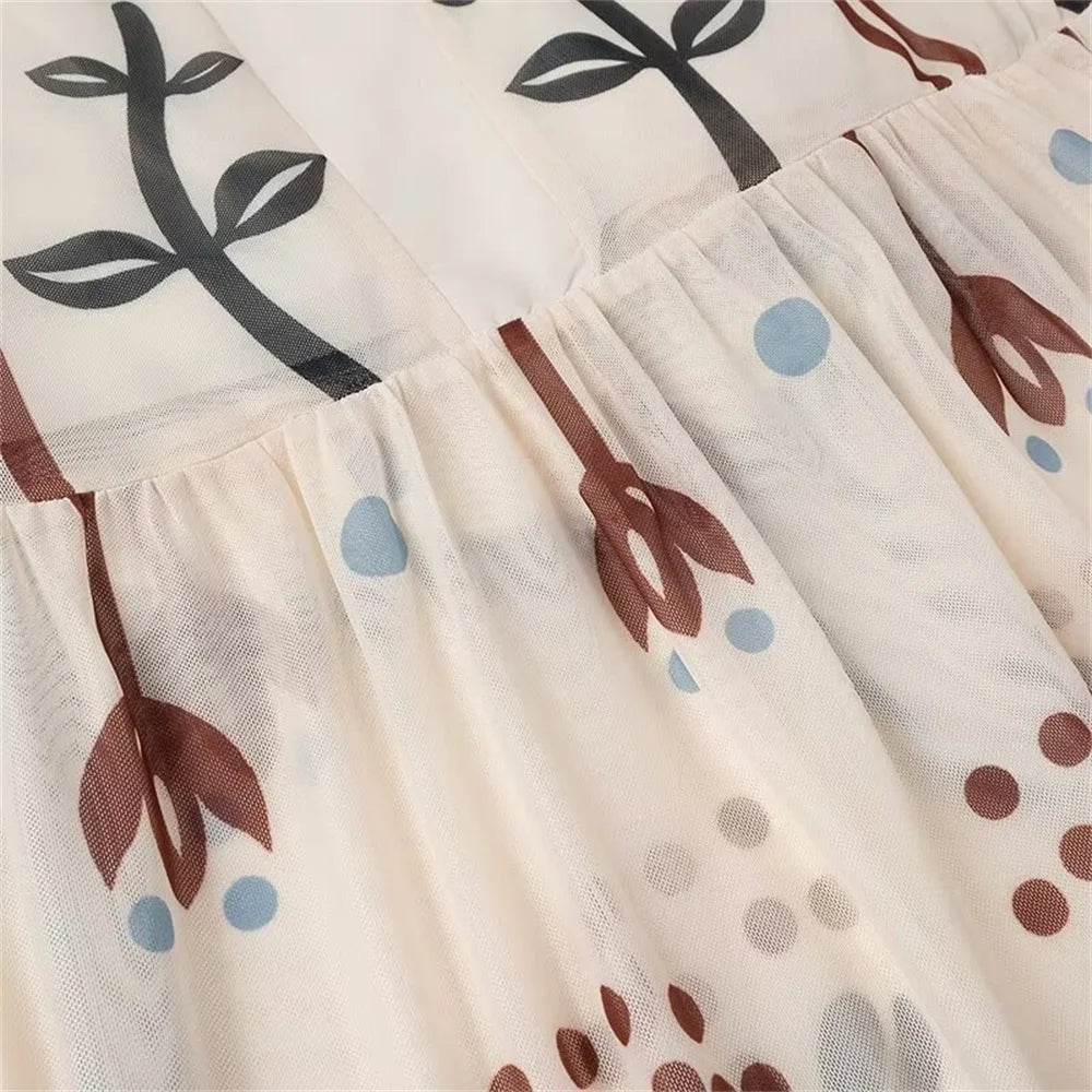Ruffled Hem Square Neck Maxi Dress