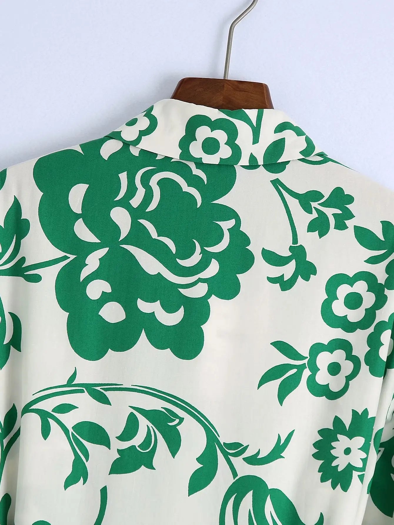 Cotton Printed Tie Waist Shirt Dress