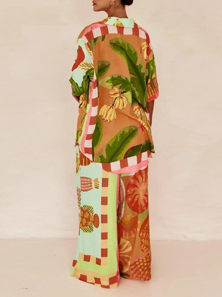 Printed Half Sleeve Shirt and Pants Set