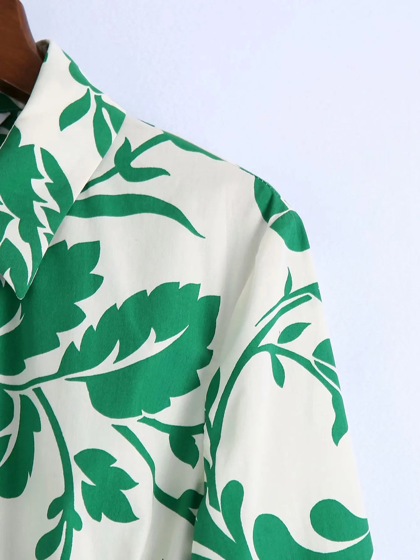 Cotton Printed Tie Waist Shirt Dress