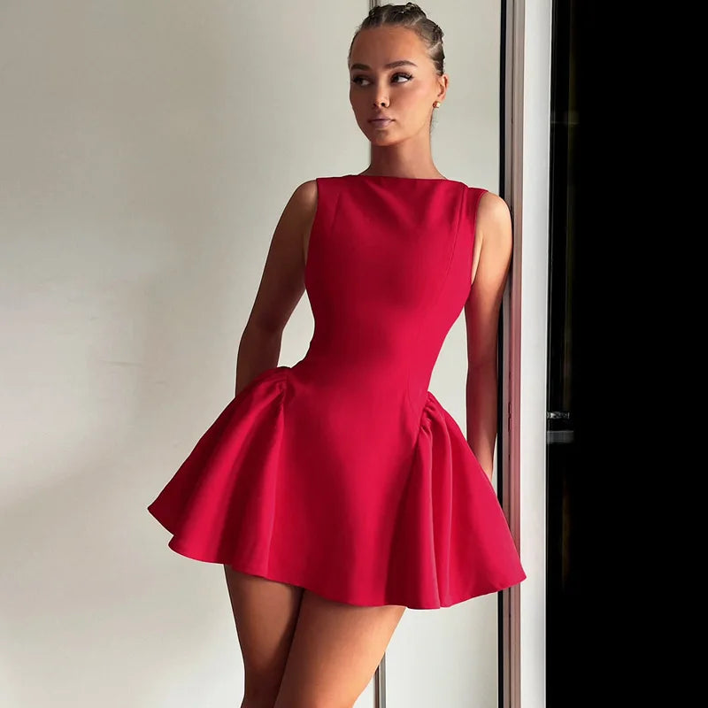 Round Neck Sleeveless Mini Dress