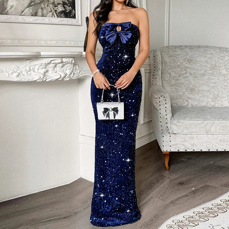 Elegante evening gown strapless long dress