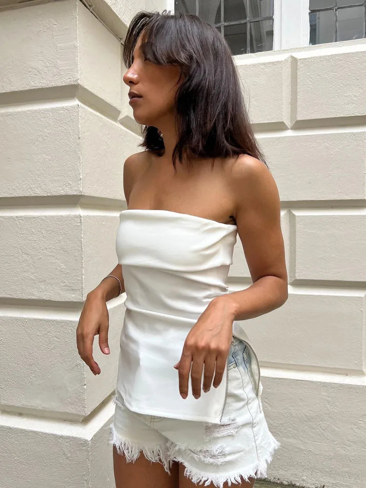 Minimalist Strapless Fold-Over Top