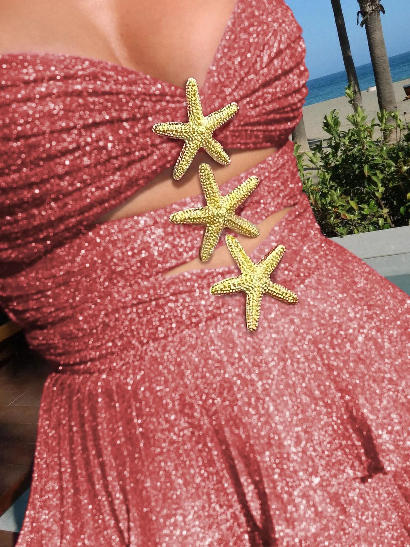 Tina’s Starfish Decorated Cutout Mini Dress