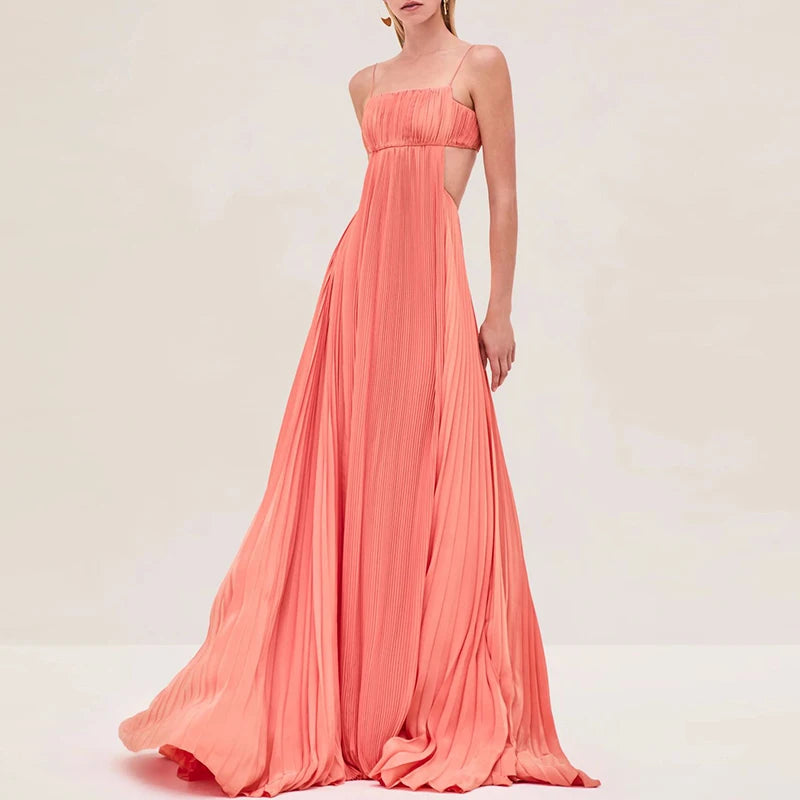 Cutout Ruched Maxi Cami Dress