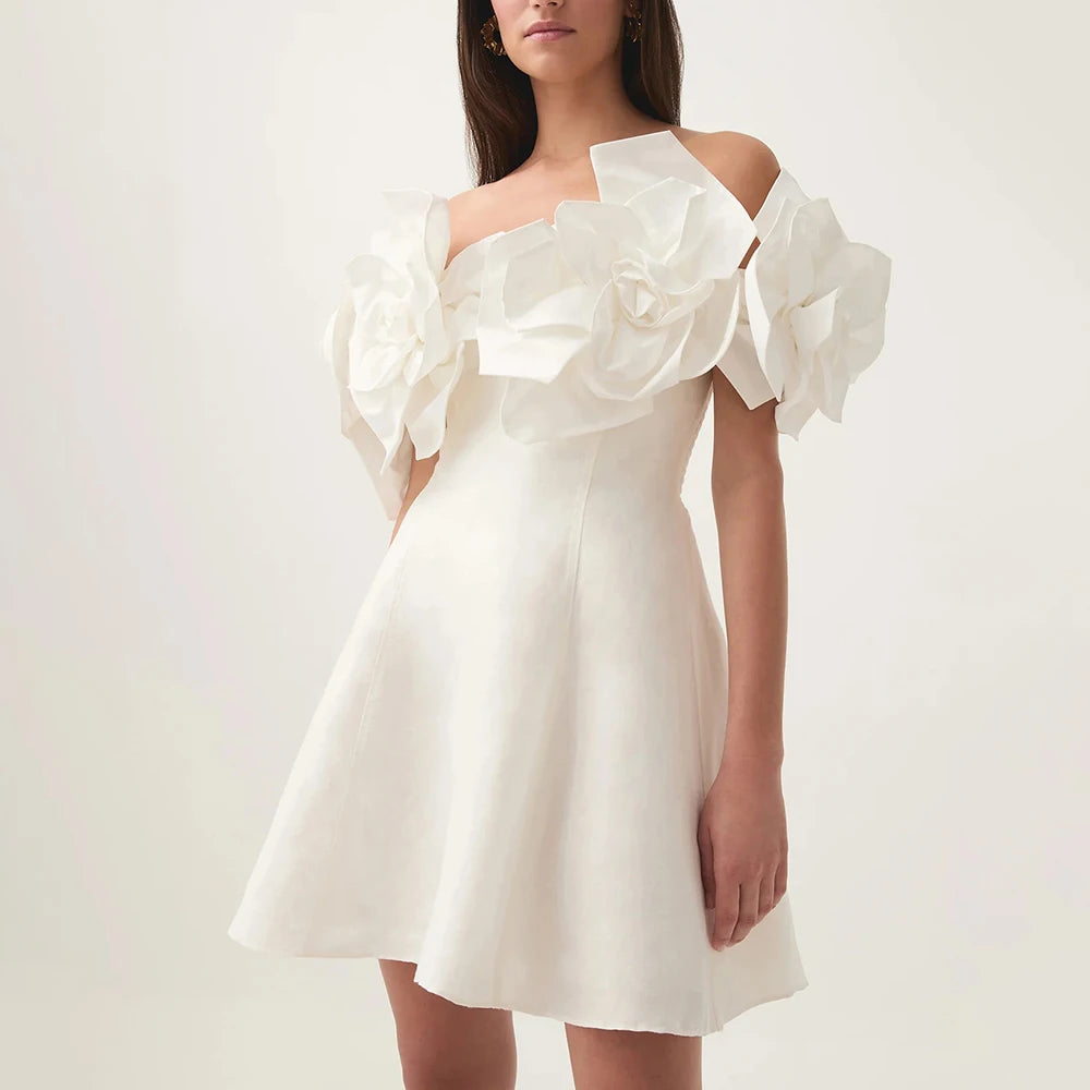 Flower Off-Shoulder Mini Dress