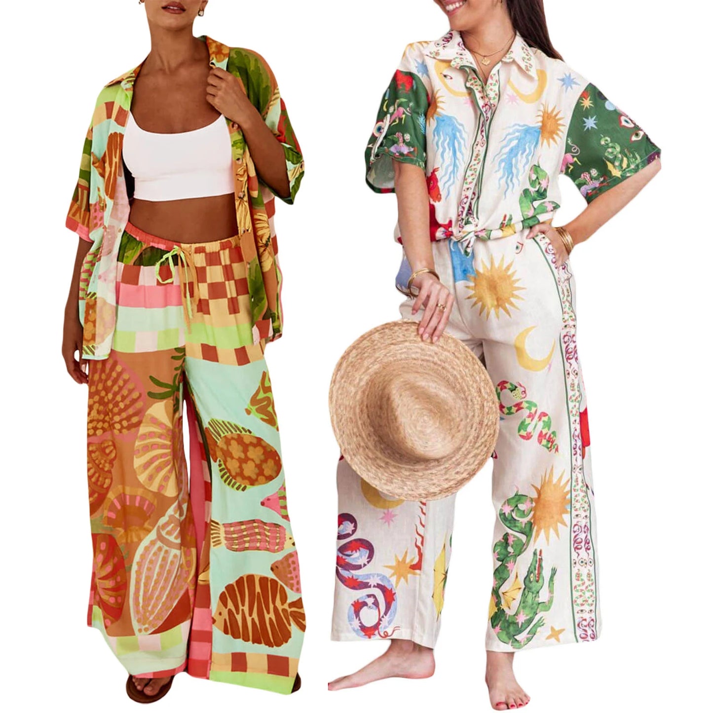 Printed Half Sleeve Shirt and Pants Set
