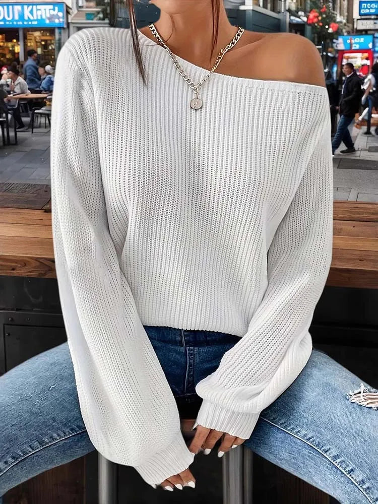 One Shoulder Ribbed Knit Top