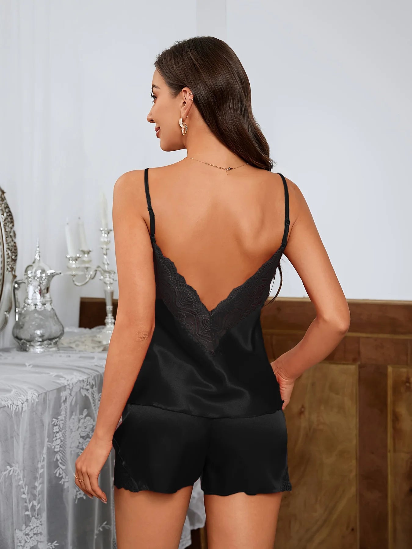 Suspender Lace Shorts Thin Pajamas Set