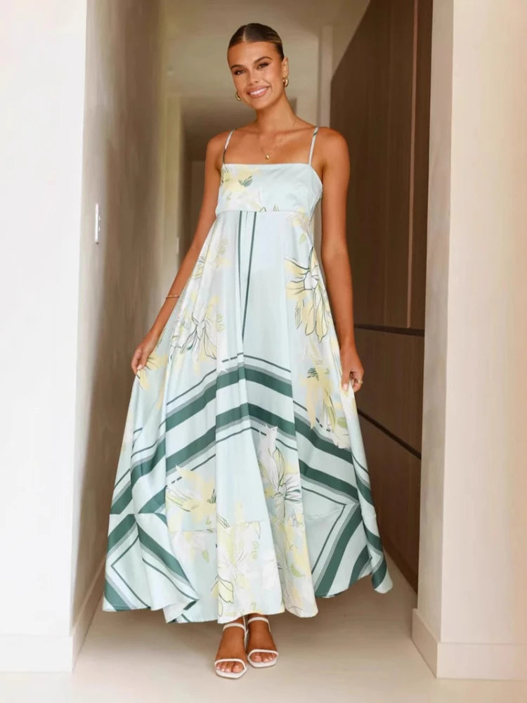 Printed Square Neck Cami Maxi Dress