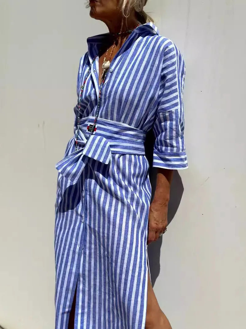 Striped Long Sleeve Shirt Dress