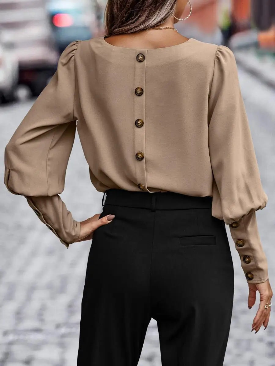 Round Neck Lantern Blouse