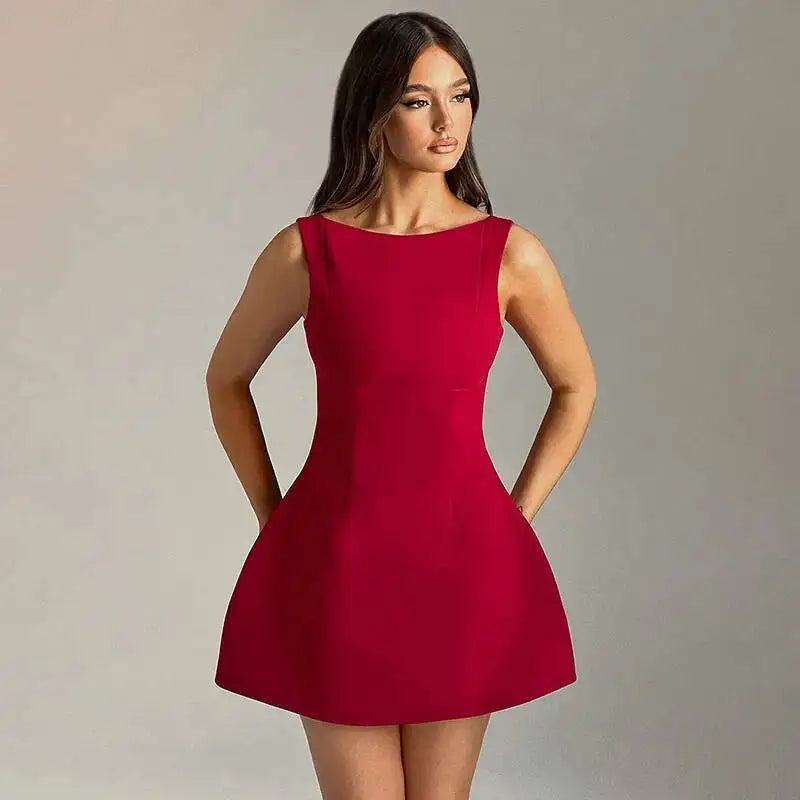 Round Neck Sleeveless Mini Dress