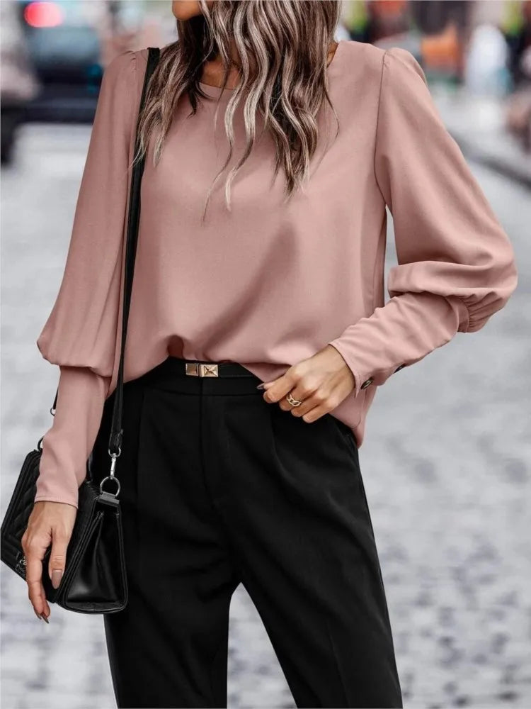 Round Neck Lantern Blouse