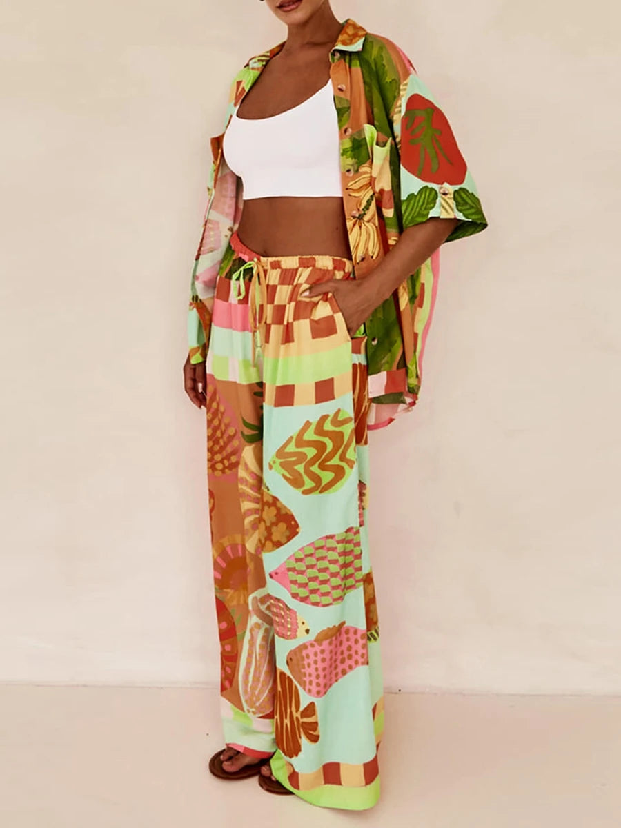 Printed Half Sleeve Shirt and Pants Set