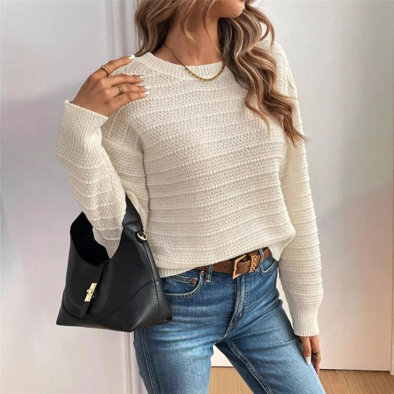 Round Neck Bow-Back Knit Top