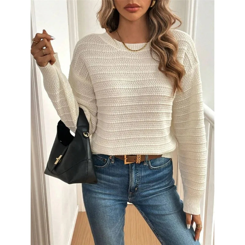 Round Neck Bow-Back Knit Top