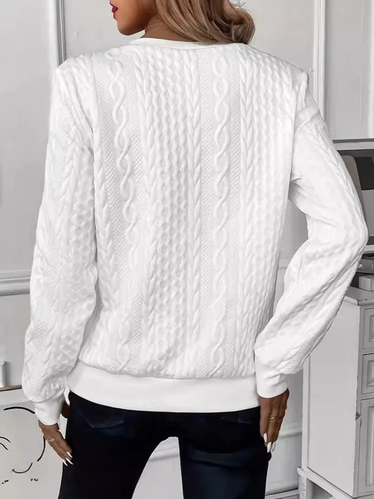 Texture Half Zip Long Sleeve Sweatshirt