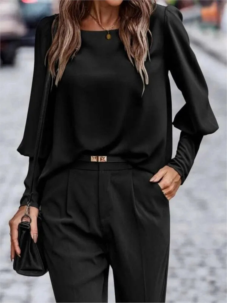Round Neck Lantern Blouse