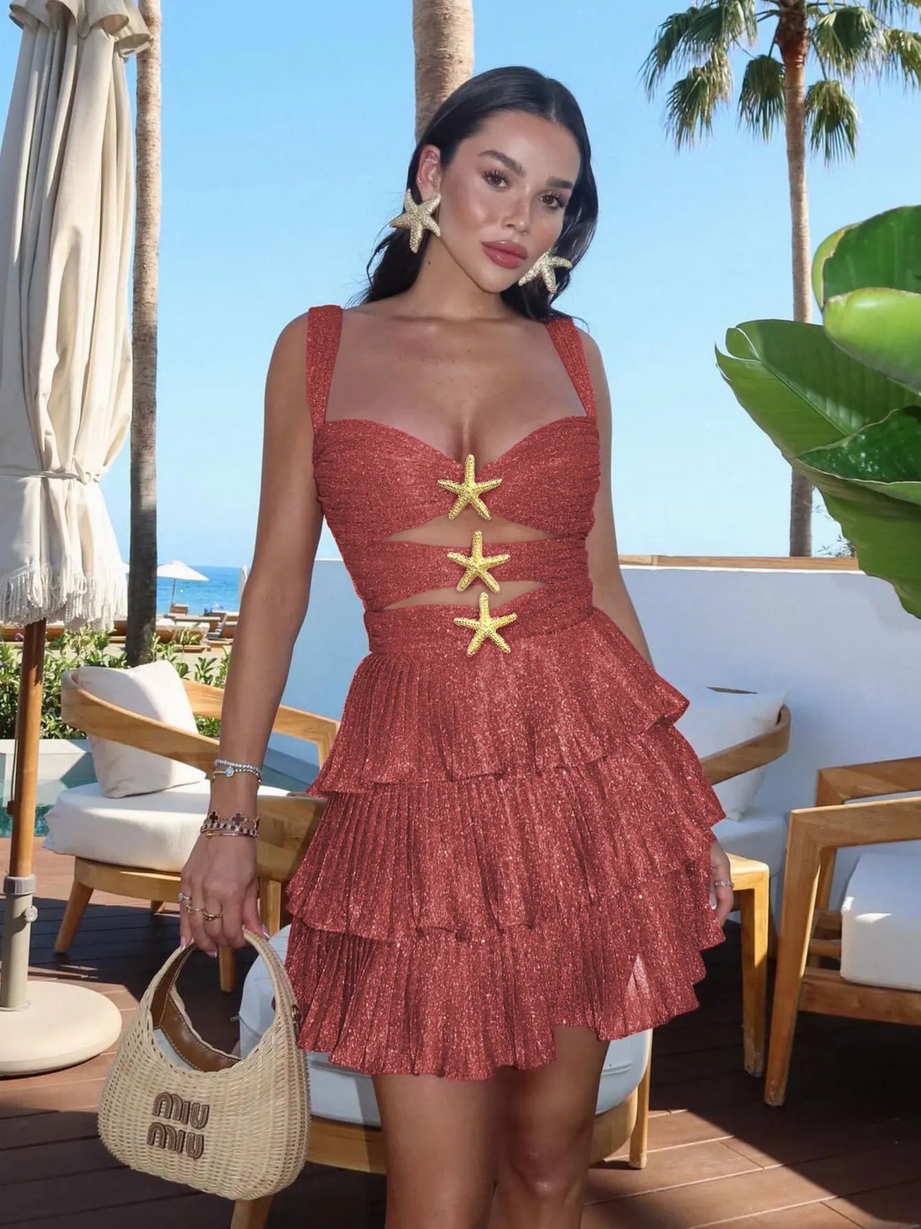 Tina’s Starfish Decorated Cutout Mini Dress