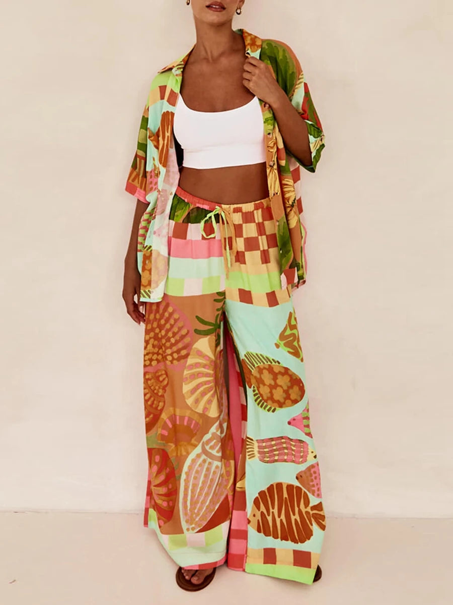 Printed Half Sleeve Shirt and Pants Set