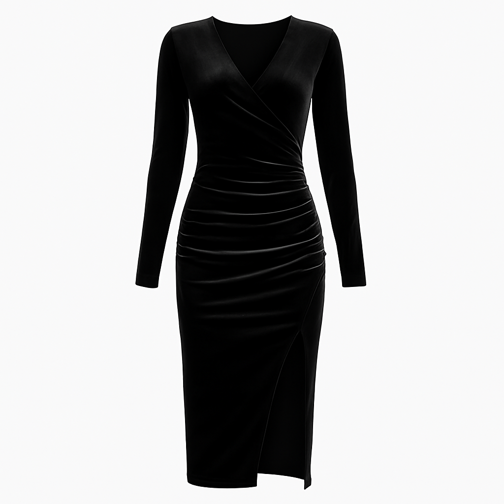V-neck hip sexy cross-over midi dress cocktail dress