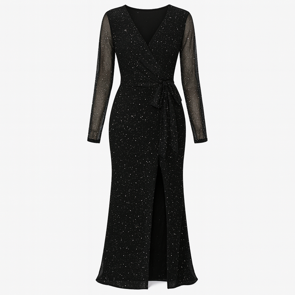 V-neck hip sexy cross-over midi dress cocktail dress