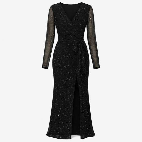 V-neck hip sexy cross-over midi dress cocktail dress