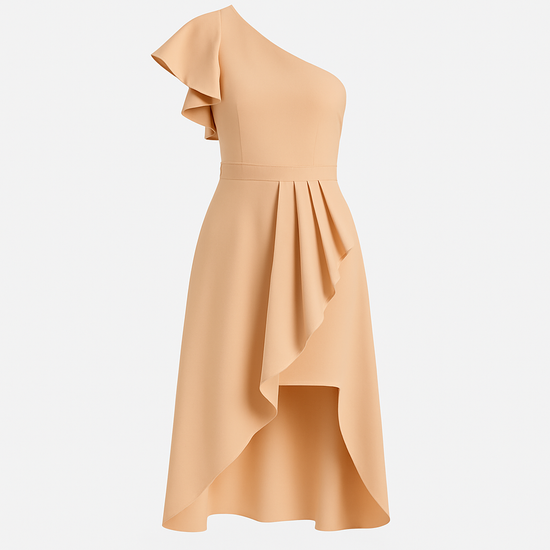 One Shoulder Duffle Sleeve Wrap Slit Dress