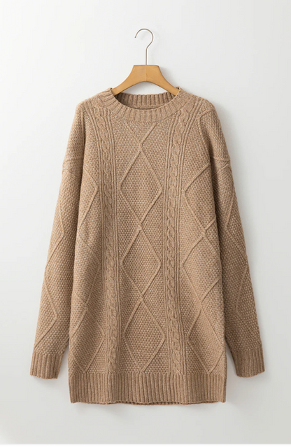 Lila’s Cable Knit Drop Shoulder Loose Fit Sweater Dress