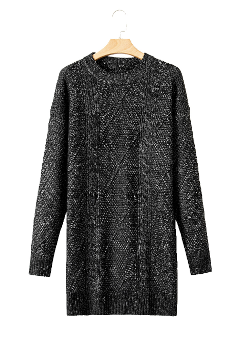 Lila’s Cable Knit Drop Shoulder Loose Fit Sweater Dress