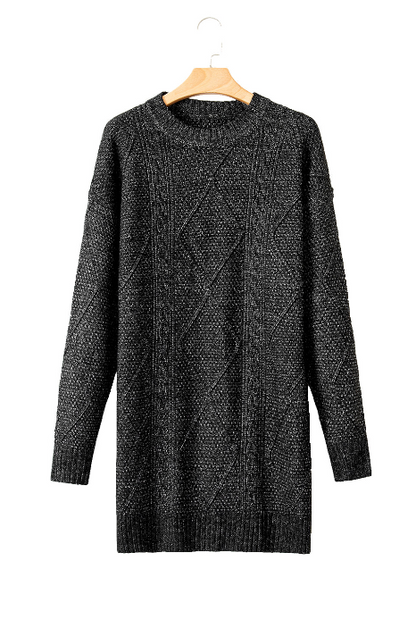 Lila’s Cable Knit Drop Shoulder Loose Fit Sweater Dress