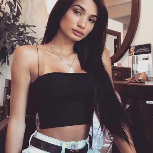 Ribbed Spaghetti Strap Crop Top