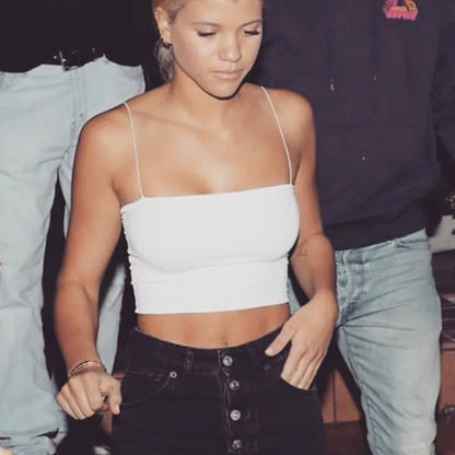 Ribbed Spaghetti Strap Crop Top