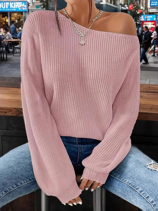 One Shoulder Ribbed Knit Top