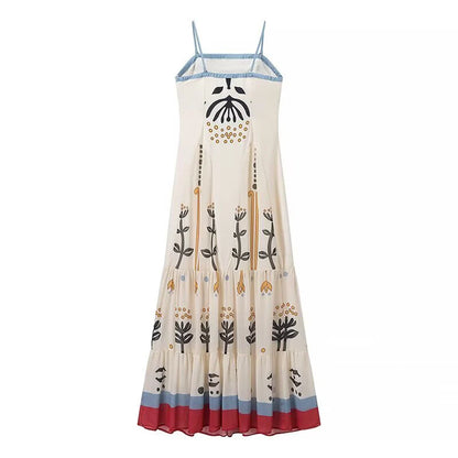 Ruffled Hem Square Neck Maxi Dress