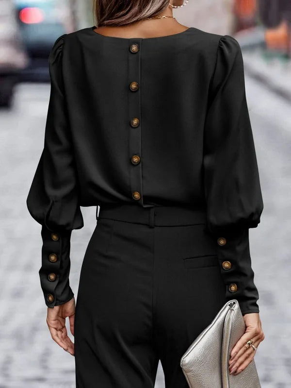 Round Neck Lantern Blouse