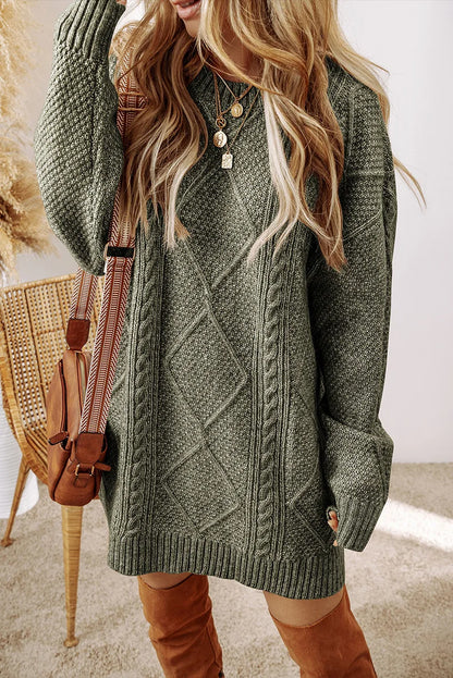 Lila’s Cable Knit Drop Shoulder Loose Fit Sweater Dress