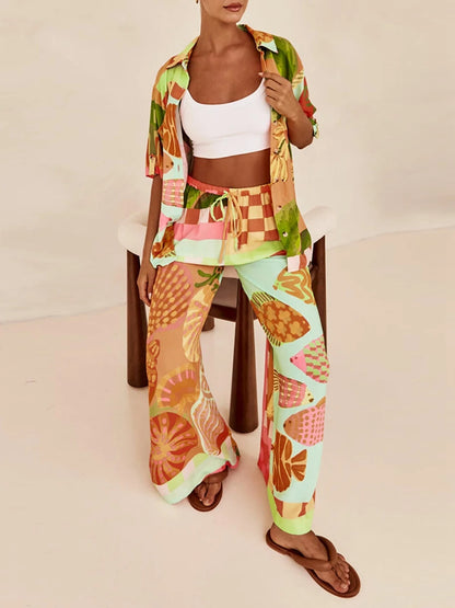 Printed Half Sleeve Shirt and Pants Set